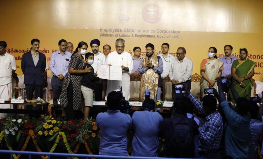 Union Minister of Labour and Employment Shri Bhupender Yadav lays foundation stone of 100 bedded ESIC hospital in Sriperumbudur, Tamilnadu in Tamil
